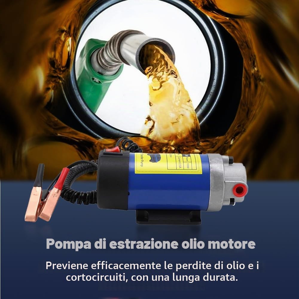 TONZACK Pompa di Cambio dell'olio Motore 12V 100W Pompa di Estrazione dell'olio Motore Pompa di Cambio dell'olio Adatta per Auto RV Moto Barca Pompa dell'olio elettrica