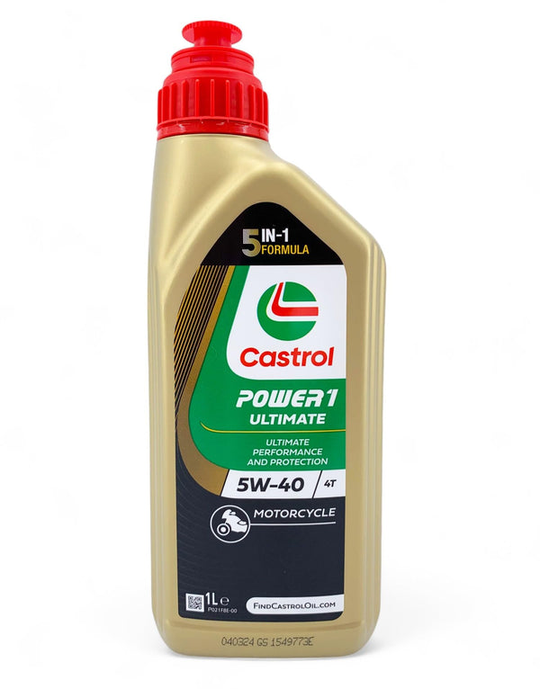 Castrol Power 1 Ultimate 4T 5W-40 olio moto 5W40 API SN, JASO MA2 o MA con Portachiavi Cavatappi Lt 1 x 4