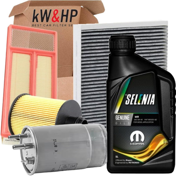 KIT TAGLIANDO 4 FILTRI E 4LT OLIO ORIGINALE WR 5W40 COMPATIBILE CON PUNTO, GRANDE PUNTO 1.3 DIESEL 66 KW, 90CV
