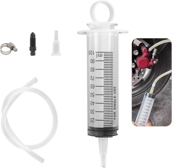 Skeayid Siringa 100ml per Spurgo Freni Moto Auto, Kit Pompa Aspira Olio con Tubo 50cm, per Liquido Freno e Olio Cambio, Aspirazione Precisa