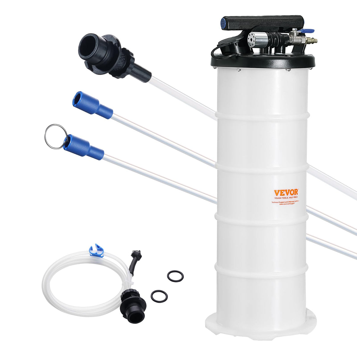 VEVOR Estrattore di Fluidi Pompa a Vuoto di Aspirazione per Cambio Olio di Motore Pneumatico/Manuale Capienza Max. 6,5L, Estrattore per Cambio Olio Pompa a Vuoto Kit Evacuazione dei Fluidi per Auto