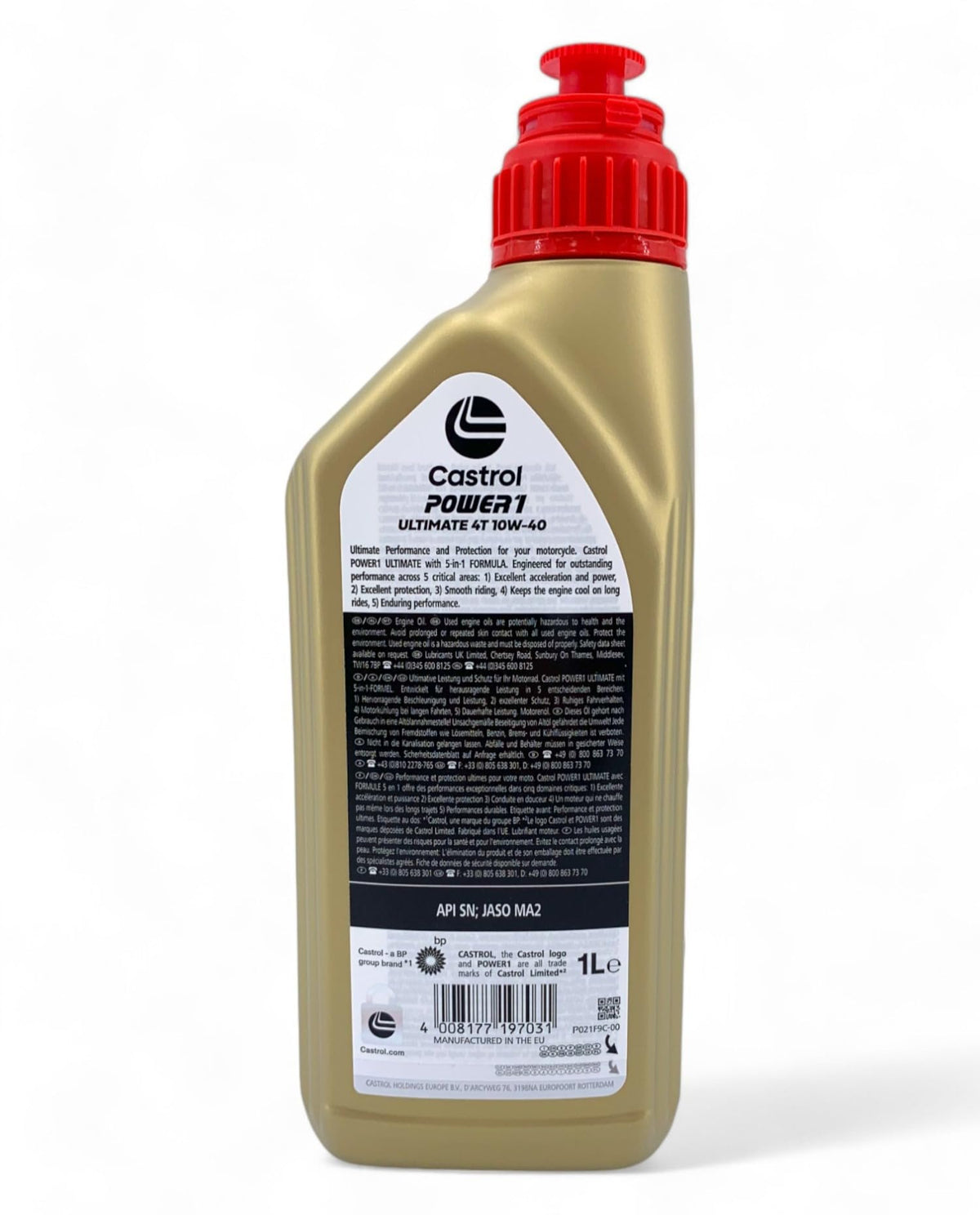 LUBRIALPHA - Olio Motore per Moto e Scooter | Power 1 Ultimate 4T 10W40 | Sintetico per Alte Prestazioni | Con Portachiavi Cavatappi | Conf. 4x1L | Compatibile 10W60, 5W30