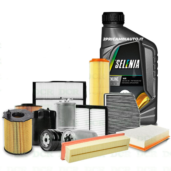 Kit tagliando auto, kit quattro filtri e 5 litri olio motore Selenia WR 5W40 (KF0005/fo)