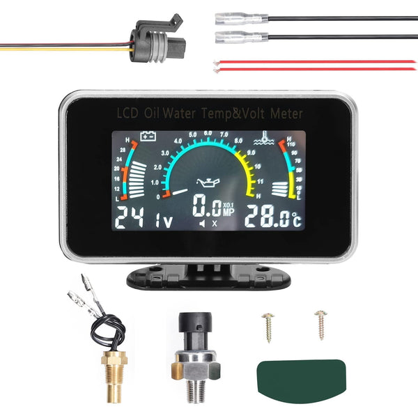 3 su 1 multifunzione auto LCD Digital Display Display Olio Pressione Acqua Temperatura Voltmetro Strumento a scopo universale 9-36 V per auto, camion, o SUV