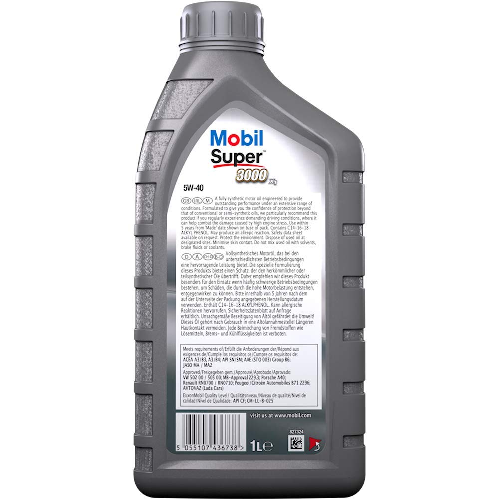 Mobil Super3000 X1 5W40 5L, Olio Motore