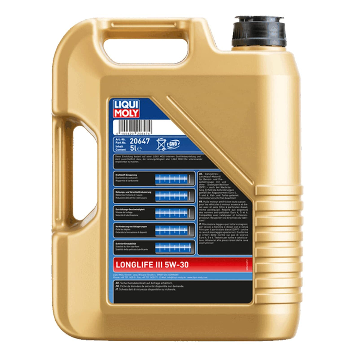 LIQUI MOLY Olio motore Longlife III 5W-30 Olio sintetico 5 L Compatibilità con RENAULT Clio 3 Hatchback BR0/1, CR0/1, VW Polo Hatchback 6R1, 6C1 Golf 4 Hatchback 1J1 Golf 7 Hatchback 5G1, BQ1, BE1