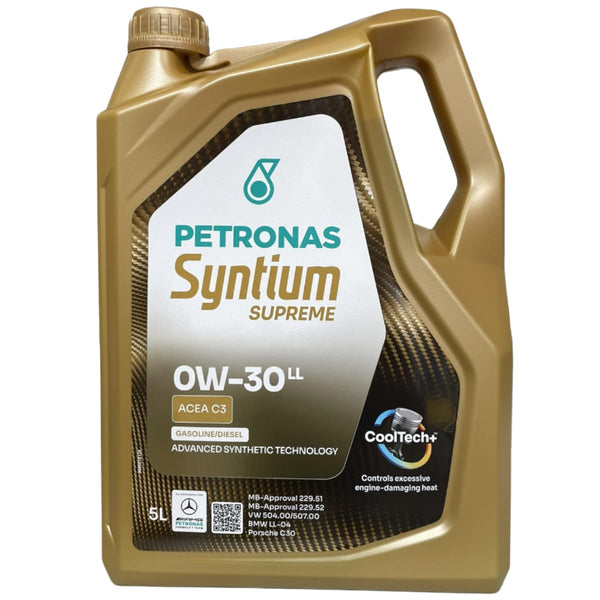 Petronas Syntium Supreme 7000 LL 0W-30-ACEA C3 - MB-Approval 229.51, MB 229.52, VW 504.00 / VW 507.00, BMW LL-04 -Per Diesel e Benzina-5 Litri