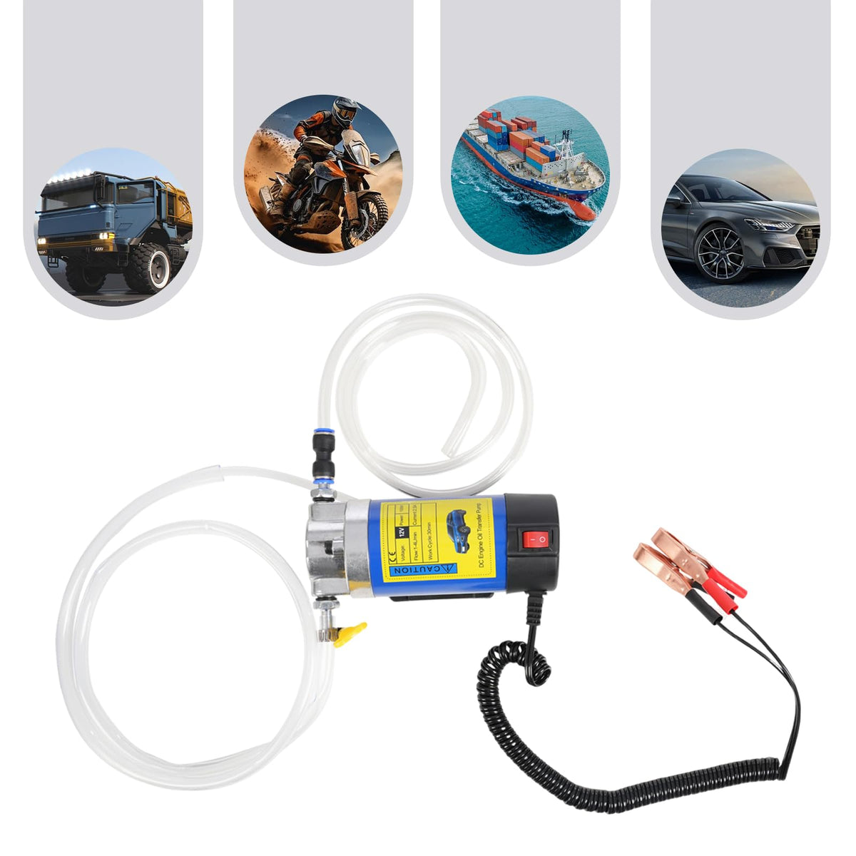 Cutycaty Pompa di aspirazione dell'olio 12V 100W Pompa diesel Pompe del carburante Pompa dell'olio Pompa di travaso elettrica carburante-acqua per olio motore e diesel per auto