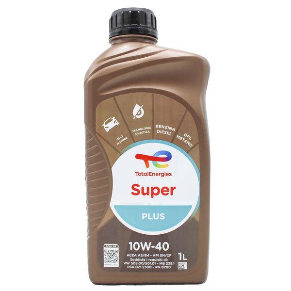 TOTAL OLIO MOTORE A BASE SINTETICA 10W-40 PER MOTORI BENZINA/DIESEL E METANO/GPL SUPER PLUS (1 LITRO)