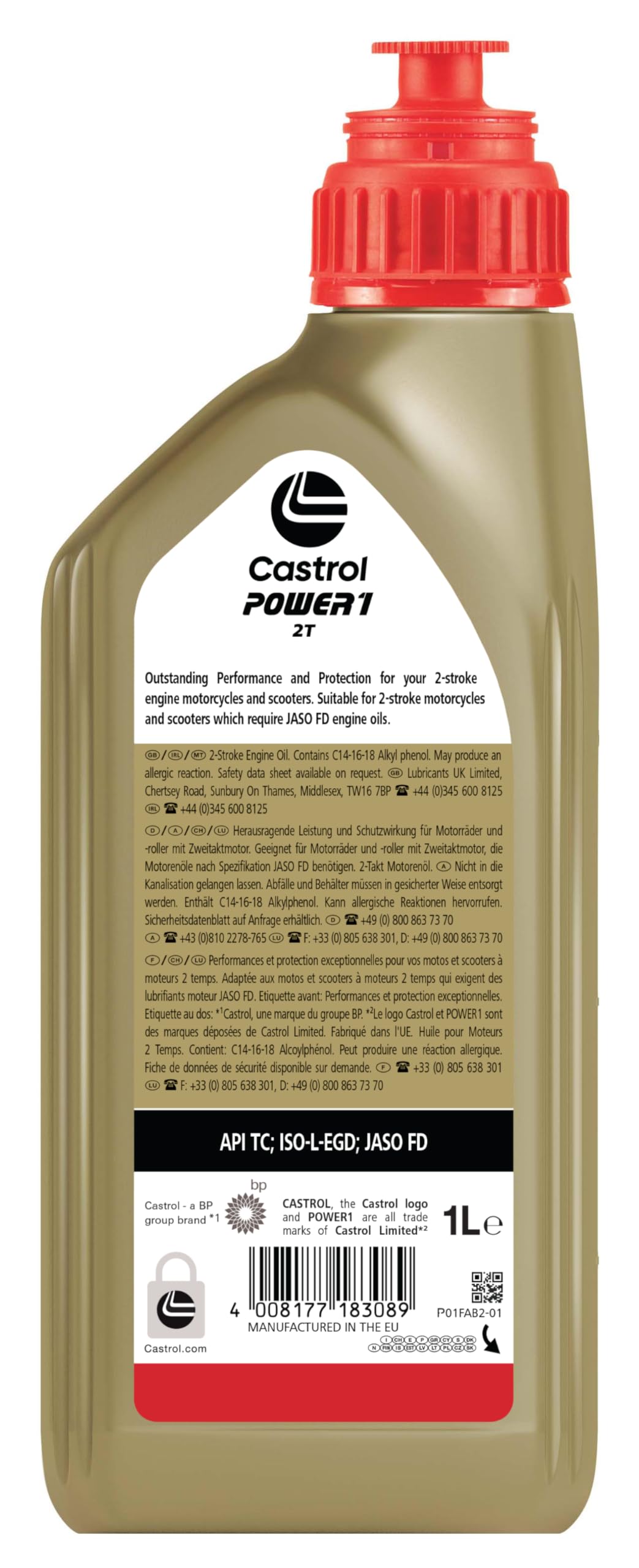 Castrol POWER 1 2T Olio Motore per Moto, 1L