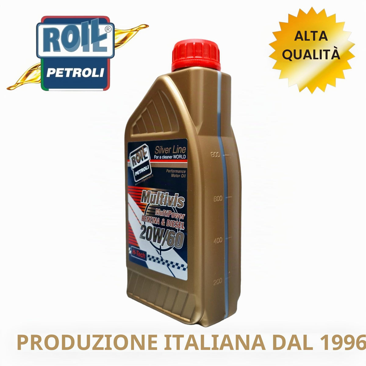 6 Litri di ROIL MULTIVIS 20W/60 - NUOVA FORMULAZIONE MAGGIORE RISPARMIO DI OLIO E CARBURANTE -AUTO CLASSICHE STORICHE E SPORTIVE BENZINA & DIESEL MOTORI LOGORI O DECOMPRESSI