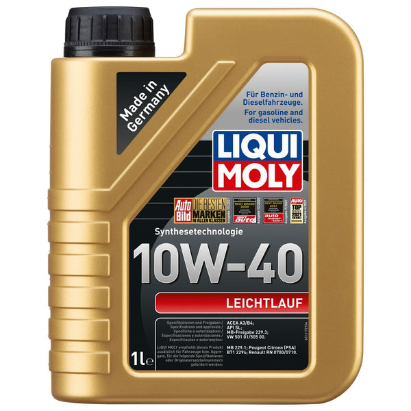LIQUI MOLY Olio motore Leichtlauf 10W-40 Olio sintetico 1 L Compatibilità con RENAULT Clio 3 Hatchback BR0/1, CR0/1 Clio 2 BB0/1/2, CB0/1/2, PEUGEOT 206 2 volumi/Coda spiovente 2A/C 207 WA, WC