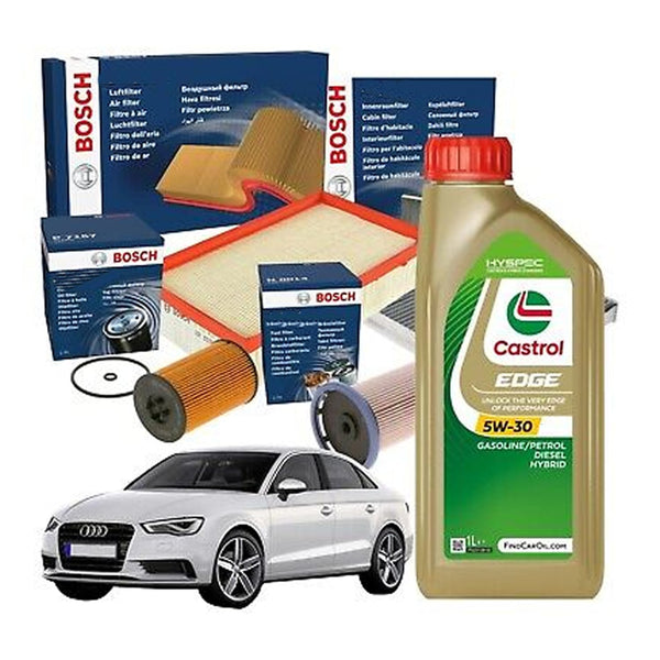 KIT TAGLIANDO 4 FILTRI + 5 LITRI OLIO MOTORE ORIGINALE 5W30 COMPATIBILE CON A4 A5 2.0 TDI