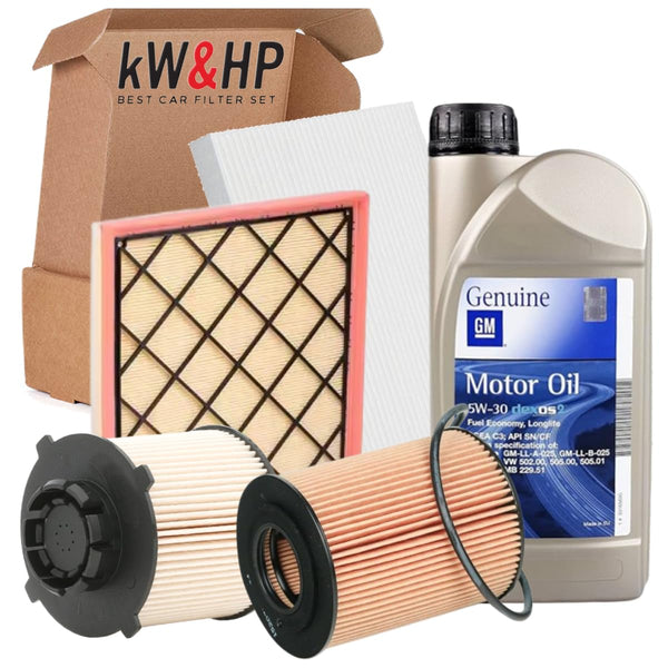 KIT TAGLIANDO COMPLETO 4 FILTRI + 6LT LITRI OLIO ORIGINALE 5W30 PER ASTRA J 1.7 CDTI 110CV DA ANNO 2010 AL 2015
