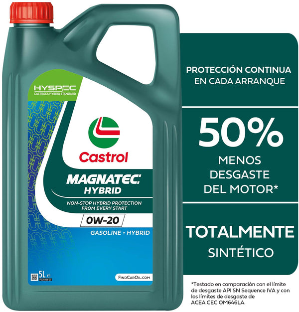 CASTROL Olio motore Magnatec 0W-20 Olio sintetico 5 L Compatibilità con NISSAN Qashqai II J11, J11, TOYOTA Yaris Hatchback P9
