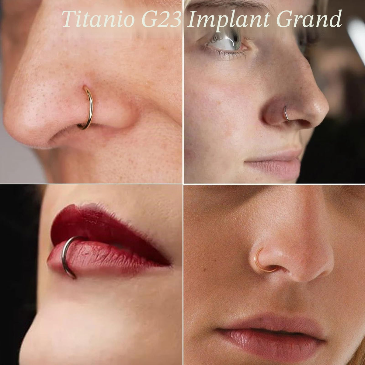 Anellini per naso in titanio 20G, 18G, 16G, orecchini per uomo e donna, piercing per setto, trago, padiglione auricolare, elice, daith, labbra - 6 mm/7 mm/8 mm/9 mm/10 mm - Dorato, argentato, 6mm
