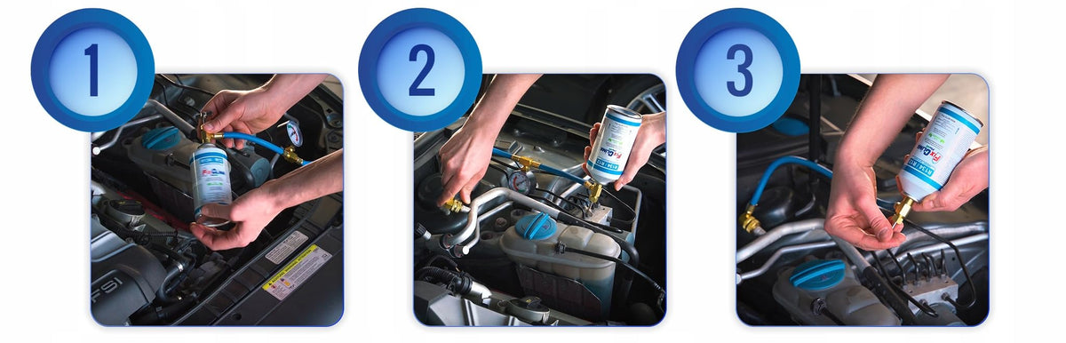 FixClima R134a R12 - Set di ricarica di gas refrigerante per auto dal 1994 al 2016, 5 bombolette da 170 g di gas refrigerante con olio integrato