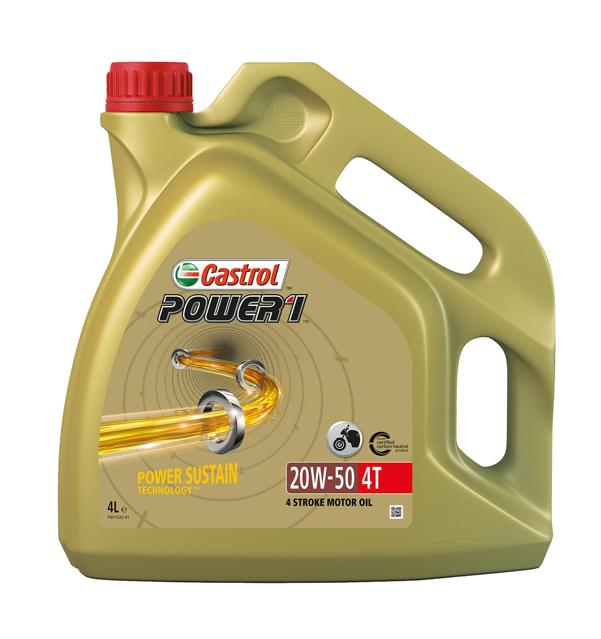 Olio Motore Castrol Power 1 4T 20W50 4 Litri – Lubrificante Sintetico Alta Performance per Moto 4 Tempi, Protezione Motore, Resistenza al Calore e Usura