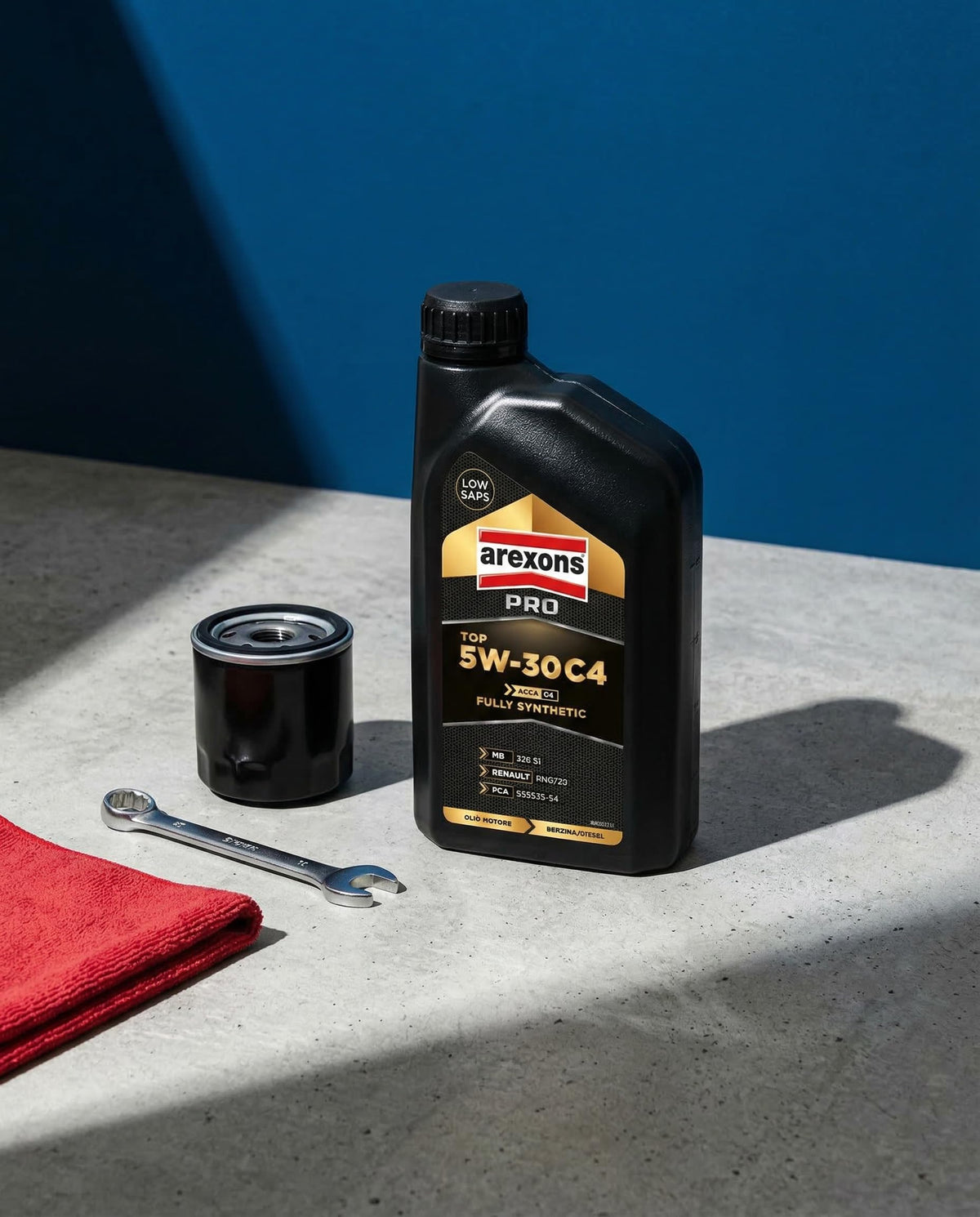 AREXONS Olio Motore 5W-40 4L Sintetico, Riduce i Consumi, Adatto a Motori DPF e TWC, Olio Motore Universale Benzina e Diesel