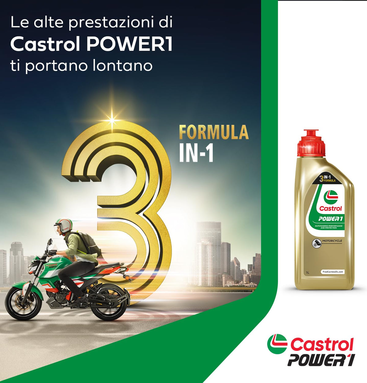 Castrol POWER 1 2T Olio Motore per Moto, 1L