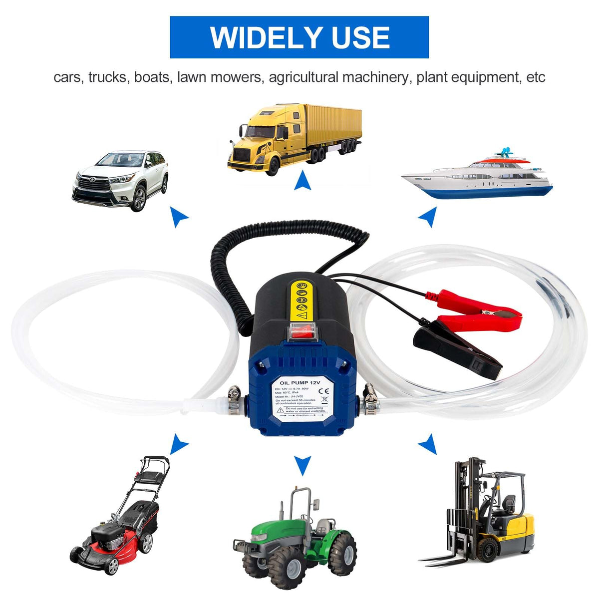 LEMOTO Estrattore di Pompa per Cambio Olio 12V 80W Pompa per Il Trasferimento di Aspirazione con Tubo