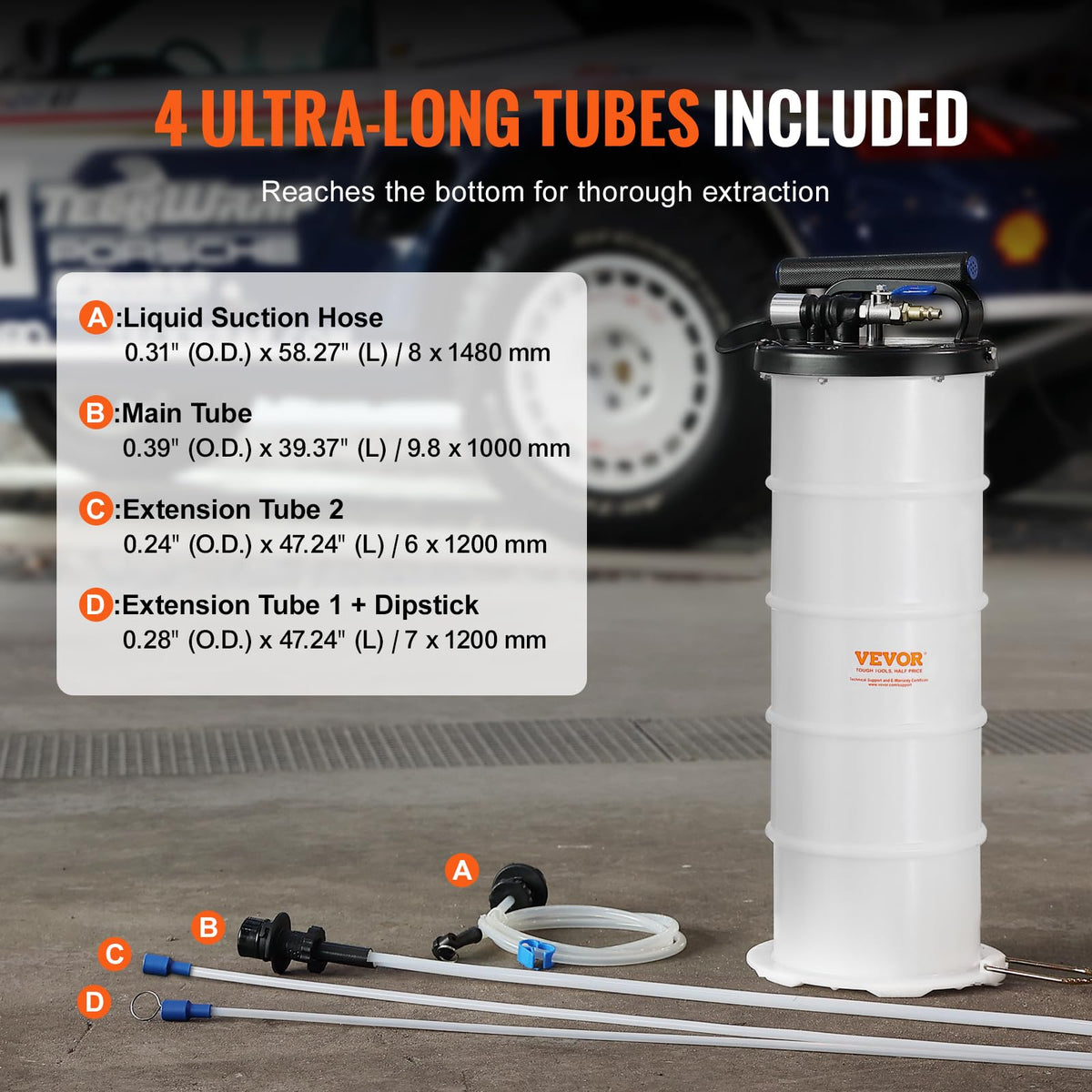 VEVOR Estrattore di Fluidi Pompa a Vuoto di Aspirazione per Cambio Olio di Motore Pneumatico/Manuale Capienza Max. 6,5L, Estrattore per Cambio Olio Pompa a Vuoto Kit Evacuazione dei Fluidi per Auto