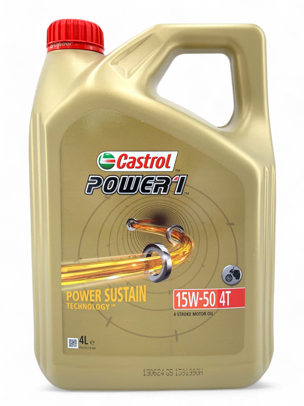 Olio motore 4 tempi 15w50 lubrificante Castrol Power1 4T 15W-50 con Portachiavi Cavatappi tanica 4lt