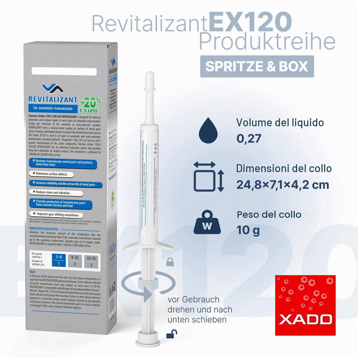 XADO Additivo per olio per ingranaggi per il restauro e la protezione antiusura delle superfici delle trasmissioni automatiche Revitalizant