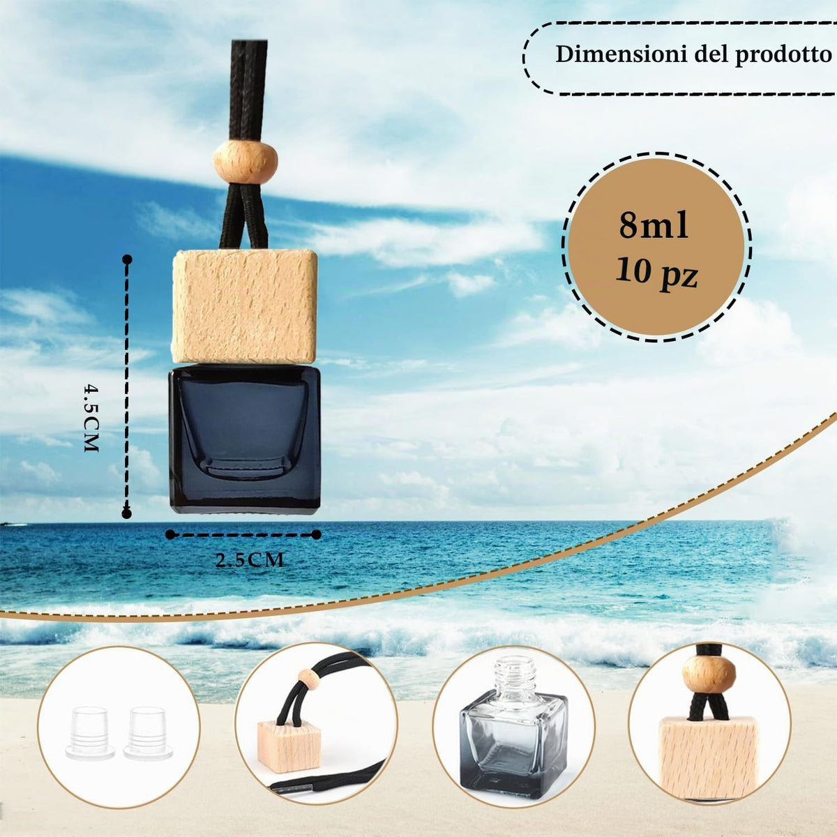 10 pz Vetro Nero Deodorante per Auto Diffusore Auto Vuote Bottiglie di Profumo di Olio Essenziale Auto Appeso Ornamenti Decorazione