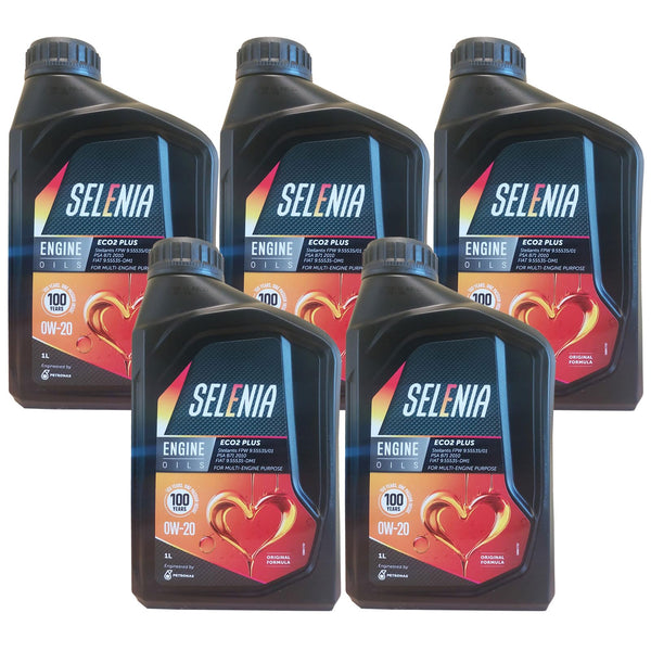 5 LITRI OLIO MOTORE SELENIA ECO-2 SAE 0W20 ORIGINALE by PETRONAS ACEA C5 SPECIFICO PER MOTORI EURO 6. NUOVA VERSIONE ECO2 PLUS