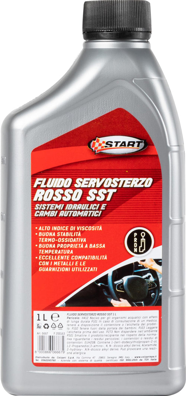 Start Fluido per Servosterzo Rosso SST da 1L Olio Alta Prestazione per Manutenzione Auto, Riduce Attrito e Usura, Garantisce una Guida Fluida, Compatibile con Maggior Parte dei Veicoli