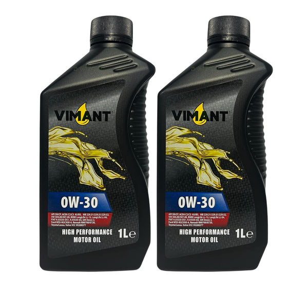 VIMANT Olio Motore Auto SAE 0W-30, 2 Litri, 2x1L, 100% Sintetico, API SN/CF, ACEA C2/C3 A5/B5, MADE IN ITALY