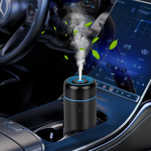 HIULLEN Deodorante per Auto, Diffusore di Oli Essenziali USB, Diffusore di Aromi per Oli Essenziali, 2 Modalità Nebbia Mini Umidificatore per Auto Ufficio Camera da Letto Casa Viaggi