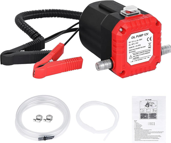 FreeTec Pompa Estrattore per Cambio Olio, 12V 60W Pompa Estrattore Fluidi Olio Diesel, Pompa di Aspirazione Olio, Pompa di Trasferimento Olio per Auto Moto Barche ATV