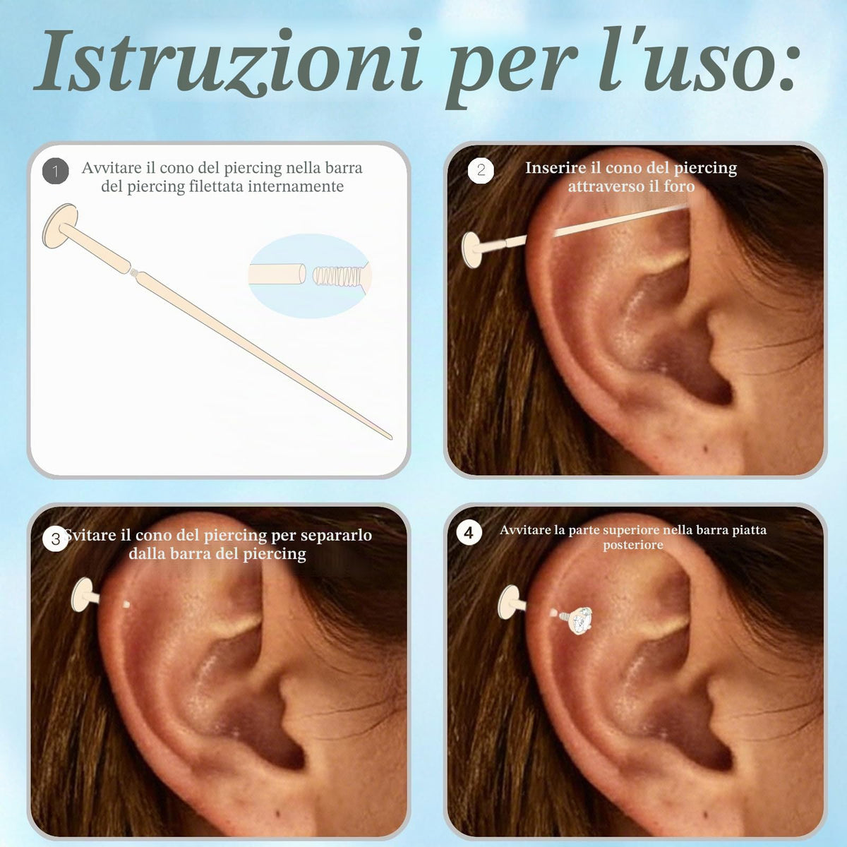 limerencia 18G Piercing al Corpo in Titanio,Piercing Labret per Donna Uomo,Helix Piercing con 6mm,8mm,10mm,per Trago, Elice, Naso,Cartilagine e Labbro