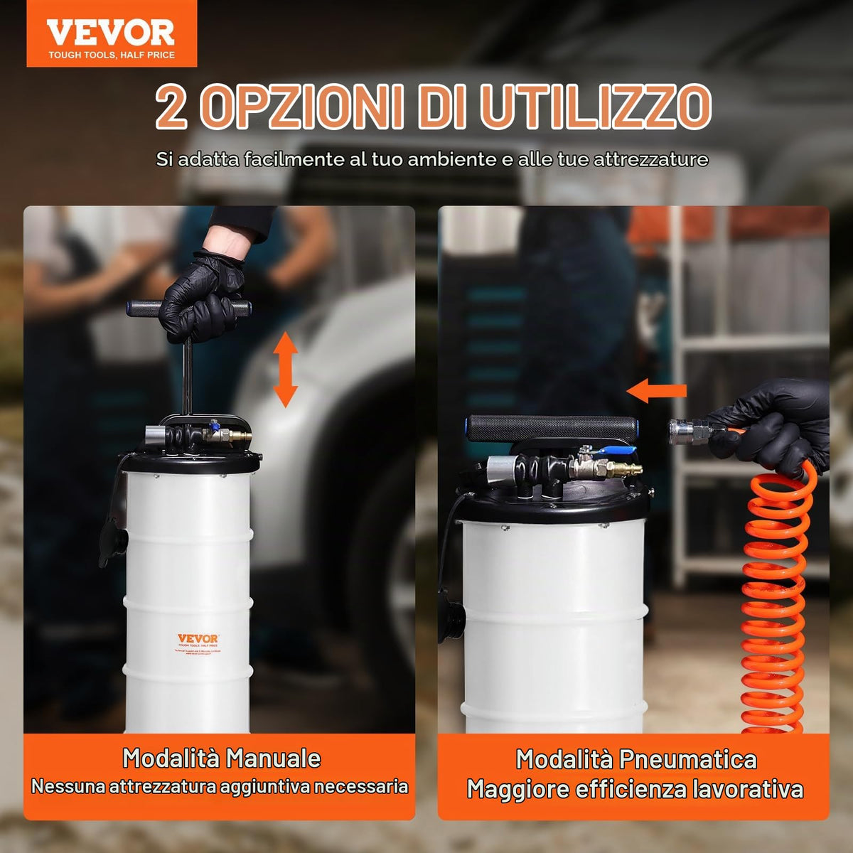 VEVOR Estrattore di Fluidi Pompa a Vuoto di Aspirazione per Cambio Olio di Motore Pneumatico/Manuale Capienza Max. 6,5L, Estrattore per Cambio Olio Pompa a Vuoto Kit Evacuazione dei Fluidi per Auto