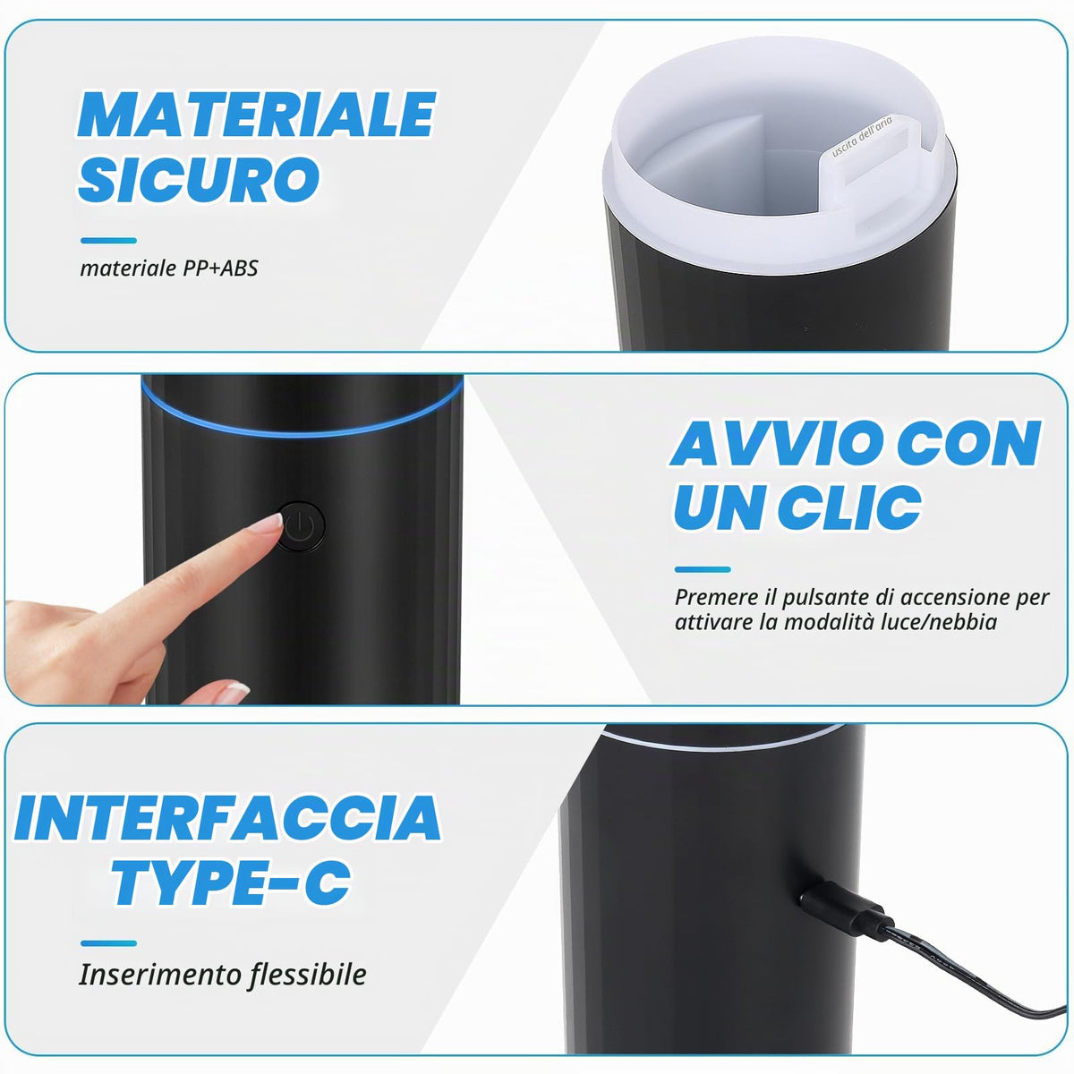 HIULLEN Deodorante per Auto, Diffusore di Oli Essenziali USB, Diffusore di Aromi per Oli Essenziali, 2 Modalità Nebbia Mini Umidificatore per Auto Ufficio Camera da Letto Casa Viaggi
