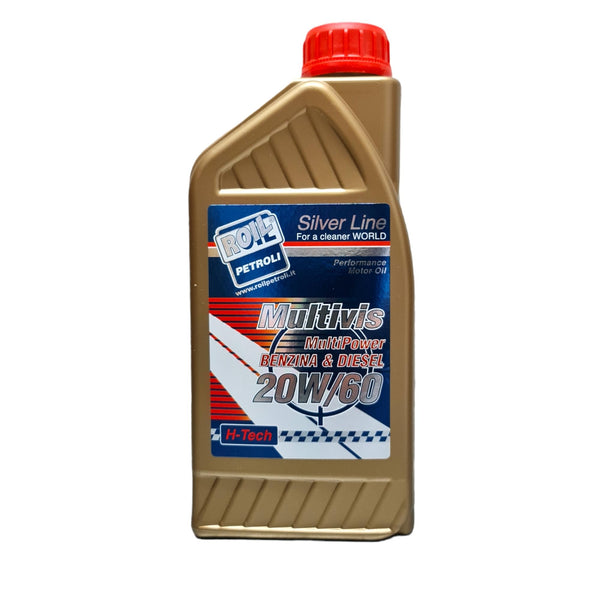 6 Litri di ROIL MULTIVIS 20W/60 - NUOVA FORMULAZIONE MAGGIORE RISPARMIO DI OLIO E CARBURANTE -AUTO CLASSICHE STORICHE E SPORTIVE BENZINA & DIESEL MOTORI LOGORI O DECOMPRESSI
