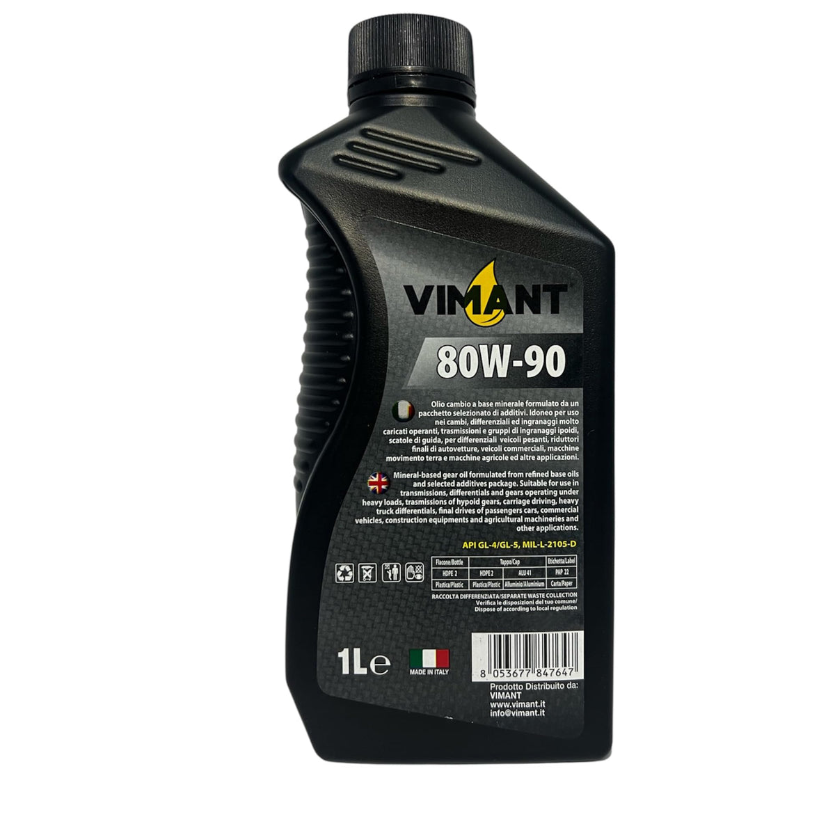 VIMANT Olio, Cambio, Trasmissioni, Ingranaggi, 80W-90, 4 Litri, 4 Flaconi da 1L, API GL-4/GL-5