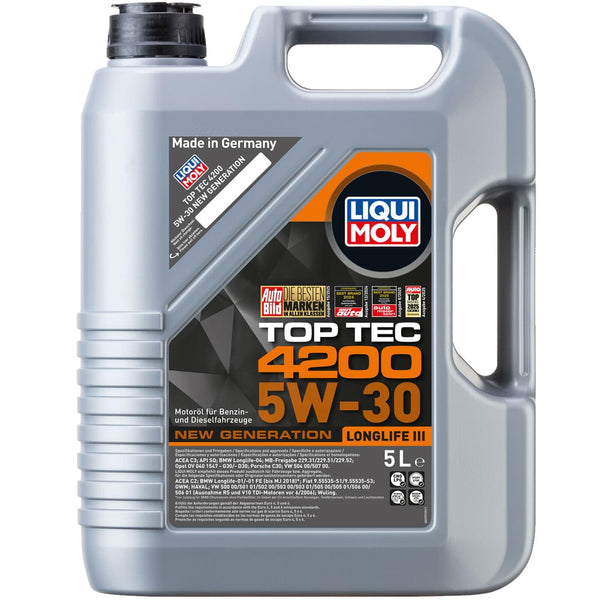 LIQUI MOLY Olio motore Top Tec 5W-30 5 L Compatibilità con RENAULT Clio 3 Hatchback BR0/1, CR0/1 Clio 2 BB0/1/2, CB0/1/2, PEUGEOT 206 2 volumi/Coda spiovente 2A/C 207 WA, WC 208 I Hatchback CA, CC