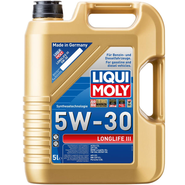 LIQUI MOLY Olio motore Longlife III 5W-30 Olio sintetico 5 L Compatibilità con RENAULT Clio 3 Hatchback BR0/1, CR0/1, VW Polo Hatchback 6R1, 6C1 Golf 4 Hatchback 1J1 Golf 7 Hatchback 5G1, BQ1, BE1