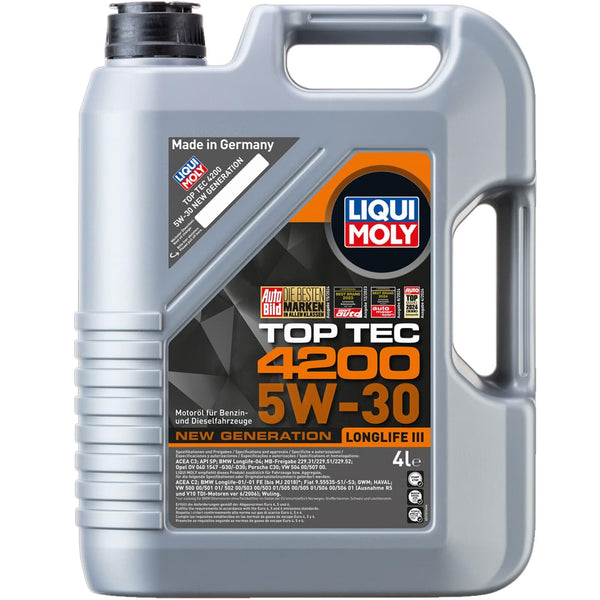 LIQUI MOLY Olio motore Top Tec 5W-30 4 L Compatibilità con RENAULT Clio 3 Hatchback BR0/1, CR0/1 Clio 2 BB0/1/2, CB0/1/2, PEUGEOT 206 2 volumi/Coda spiovente 2A/C 207 WA, WC 208 I Hatchback CA, CC