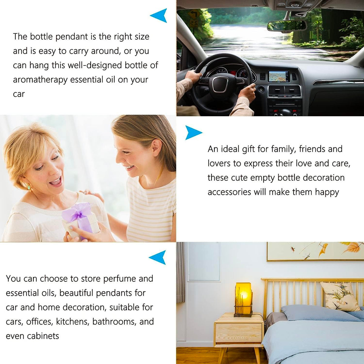 10 pz Vetro Nero Deodorante per Auto Diffusore Auto Vuote Bottiglie di Profumo di Olio Essenziale Auto Appeso Ornamenti Decorazione