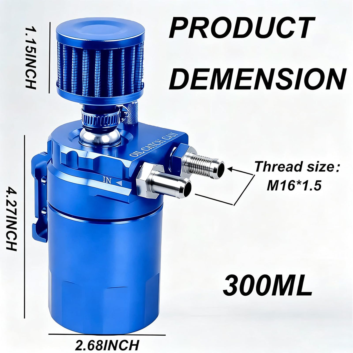 Car Oil Catch Tank Can,Blu 300ml Flaconi Decanter Vapori Olio per Auto,Serbatoio per Auto in Alluminio,Decanter Serbatoio con Filtro Dell'aria,decanter Vapori olio,Facile da Installare e Utilizzare