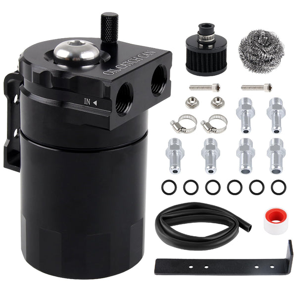DOCAS 300ml Decanter Vapori Olio per Auto,Serbatoio di Raccolta Dell'olio, Alluminio Serbatoio del Carburante può Serbatoio di Stoccaggio Dell'olio con Filtro Dell'aria (nero)