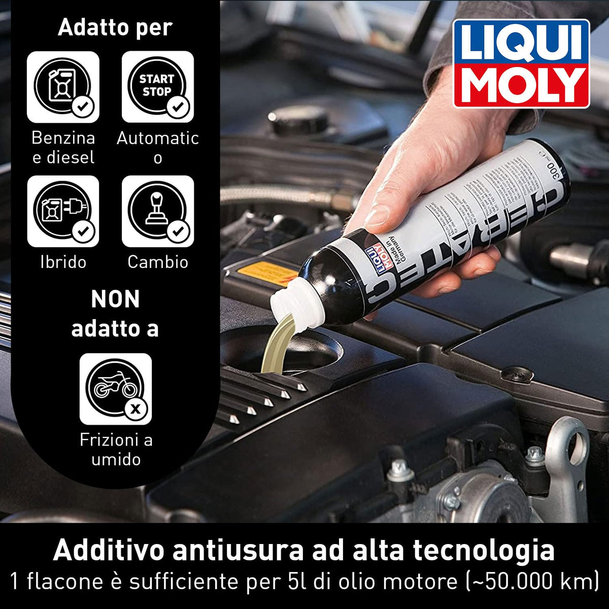 Liqui Moly Cera Tec 3721 I Additivo ceramico per olio motori a benzina e diesel I Funzionamento fluido, minore attrito e ridotto consumo di carburante I Additivo ceramico per olio motore I 300 ml