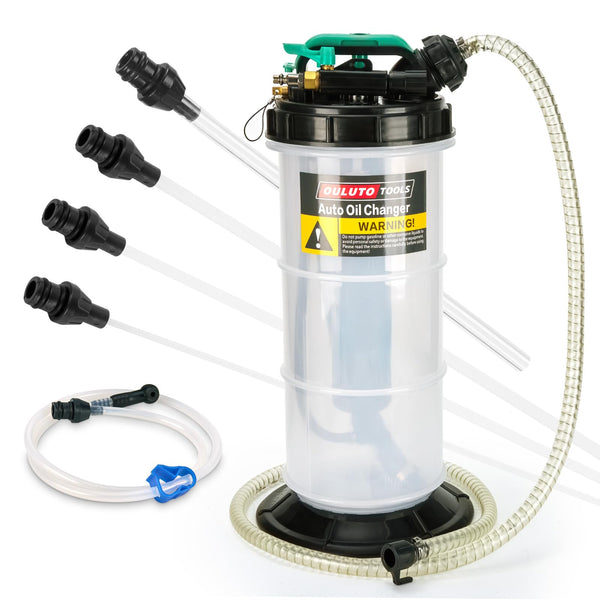 OULUTO 5.3L Manuale e Pneumatico Pompa Aspirazione Olio | Pompa Estrattore Liquidi Olio | Pompa di Aspirazione Liquido Pompa con 6 Tubi, Trasmissione Olio Fluido Pompa Olio Motore Pompa