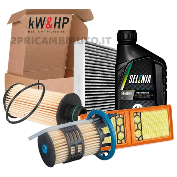 KIT TAGLIANDO FILTRI + 5LT OLIO SELENIA 0W30 COMPATIBILE CON ALFA ROMEO GIULIA STELVIO 2.2 D