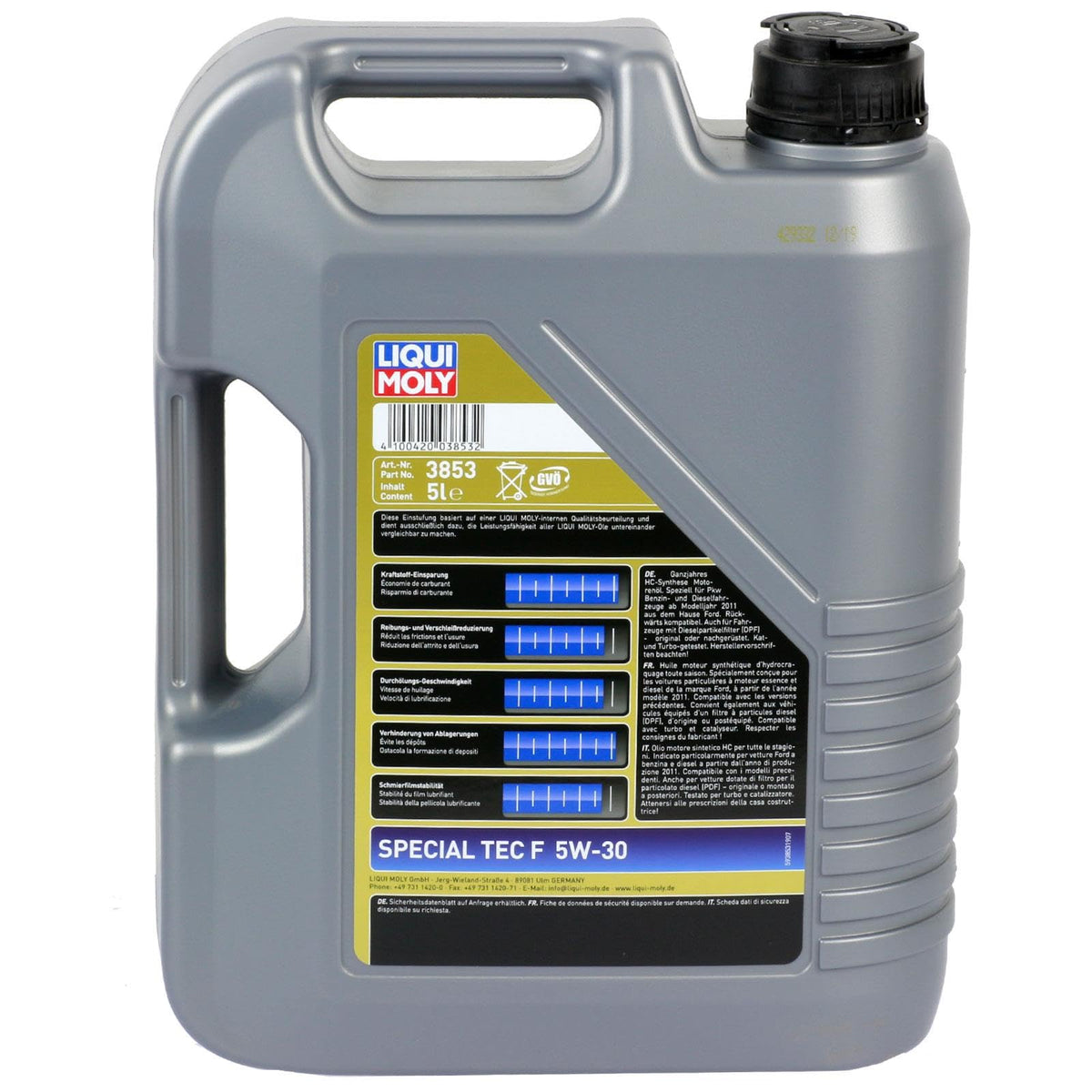 LIQUI MOLY Olio motore Special Tec 5W-30 Olio sintetico 5 L Compatibilità con RENAULT Clio 3 Hatchback BR0/1, CR0/1 Clio 2 BB0/1/2, CB0/1/2 Twingo 1 C06 Trafic 2 Furgonato FL, NISSAN