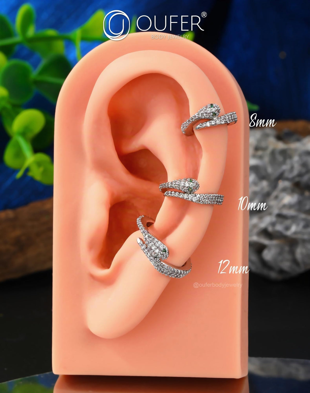 OUFER Piercing Helix Conch Hoop Ring Serpente Cartilagine Orecchini Argento 16G Trago Daith Rook Snug Anello Hinged Acciaio Chirurgico Septum Clicker Nostril Naso Labbro Labret 10 mm Gioielli